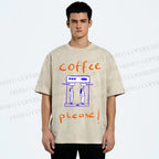 Unisex Coffee Piease Printed Washed Tee