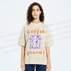 Unisex Coffee Piease Printed Washed Tee
