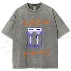 Unisex Coffee Piease Printed Washed Tee