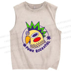 Unisex Punk Rockatiel Printed Washed Tank Top