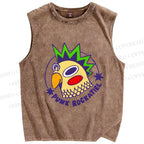 Unisex Punk Rockatiel Printed Washed Tank Top