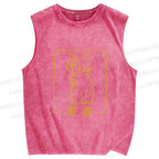Unisex Japanese Cat Important Printed Washed Tank Top