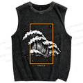 Unisex Wave Printed Washed Tank Top