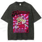 Unisex Pink Arale Norimaki Printed Washed Tee