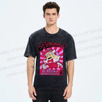 Unisex Pink Arale Norimaki Printed Washed Tee