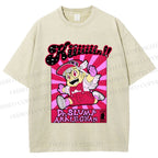 Unisex Pink Arale Norimaki Printed Washed Tee