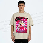 Unisex Pink Arale Norimaki Printed Washed Tee