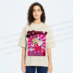 Unisex Pink Arale Norimaki Printed Washed Tee