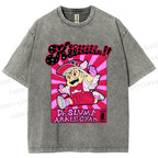 Unisex Pink Arale Norimaki Printed Washed Tee