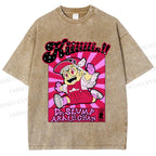 Unisex Pink Arale Norimaki Printed Washed Tee
