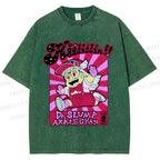Unisex Pink Arale Norimaki Printed Washed Tee