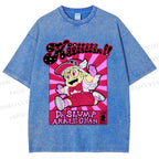 Unisex Pink Arale Norimaki Printed Washed Tee