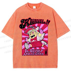 Unisex Pink Arale Norimaki Printed Washed Tee