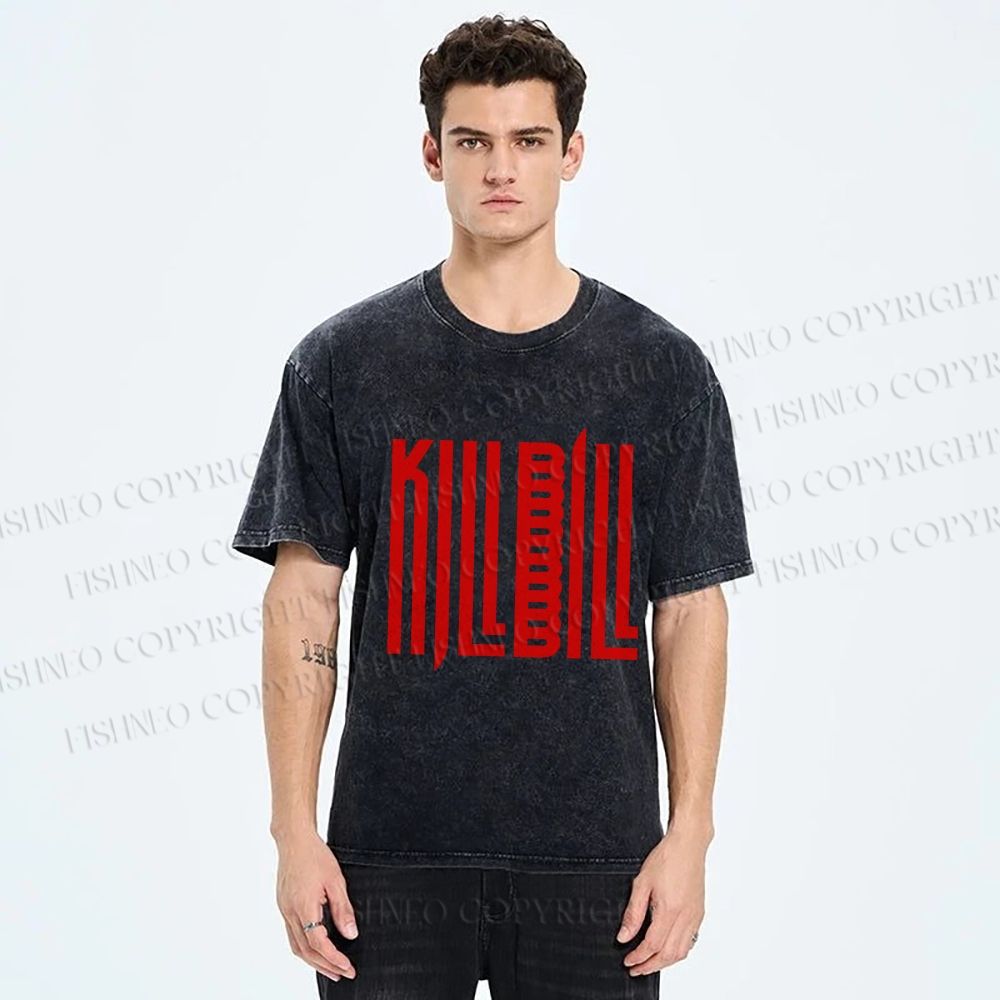 Unisex Kill Bill Printed Washed Tee