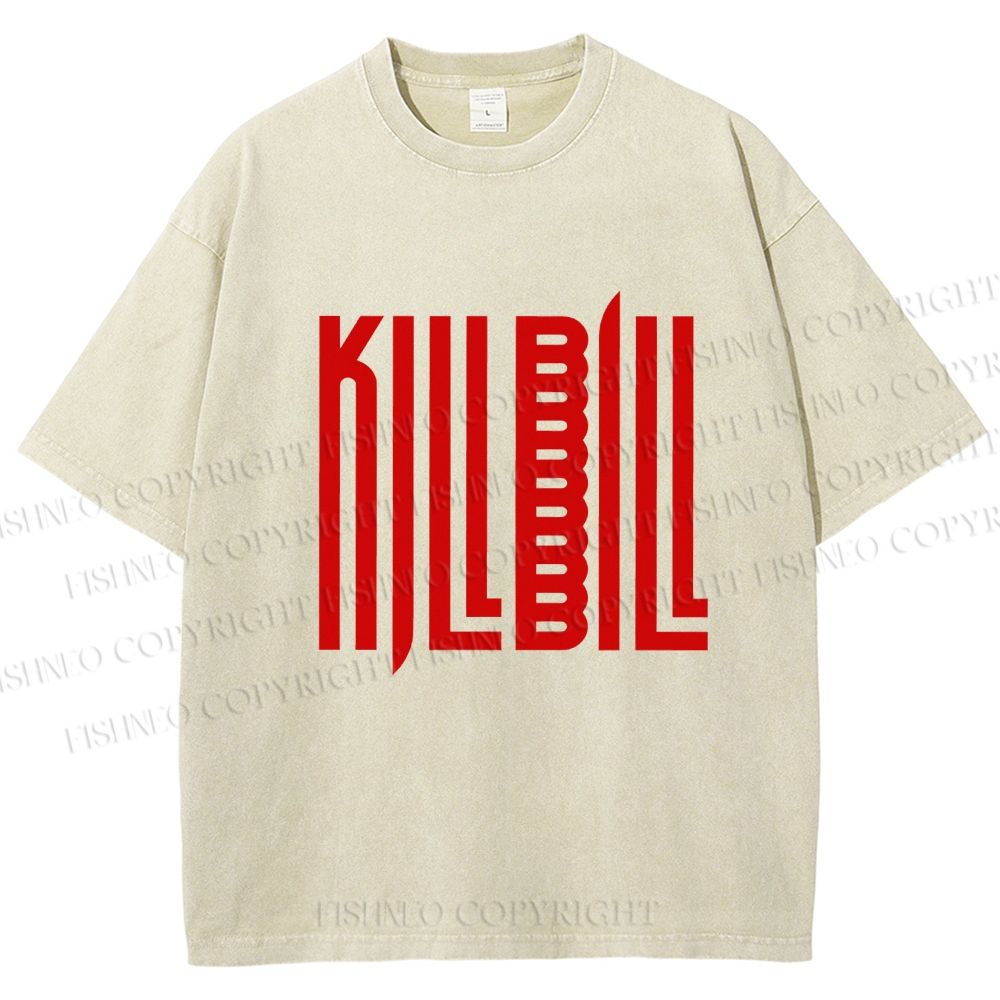 Unisex Kill Bill Printed Washed Tee