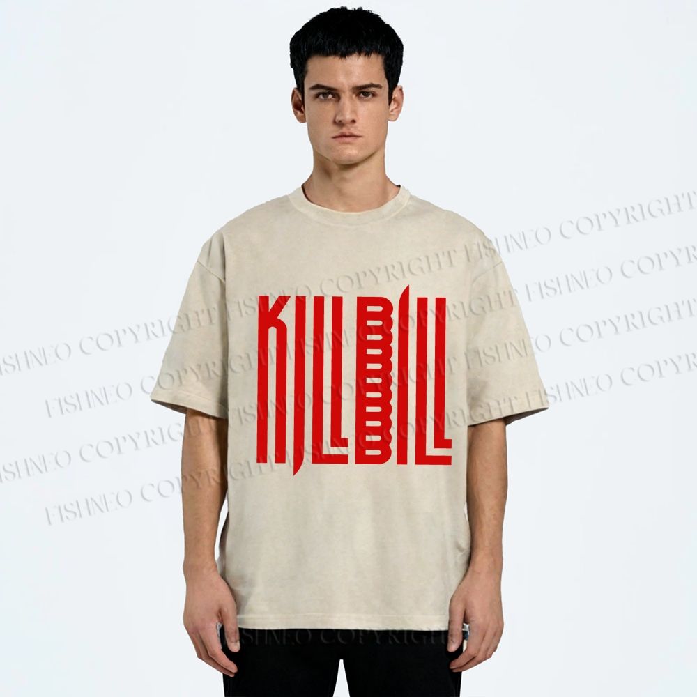 Unisex Kill Bill Printed Washed Tee