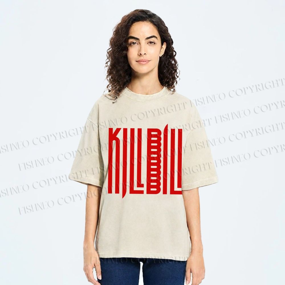 Unisex Kill Bill Printed Washed Tee