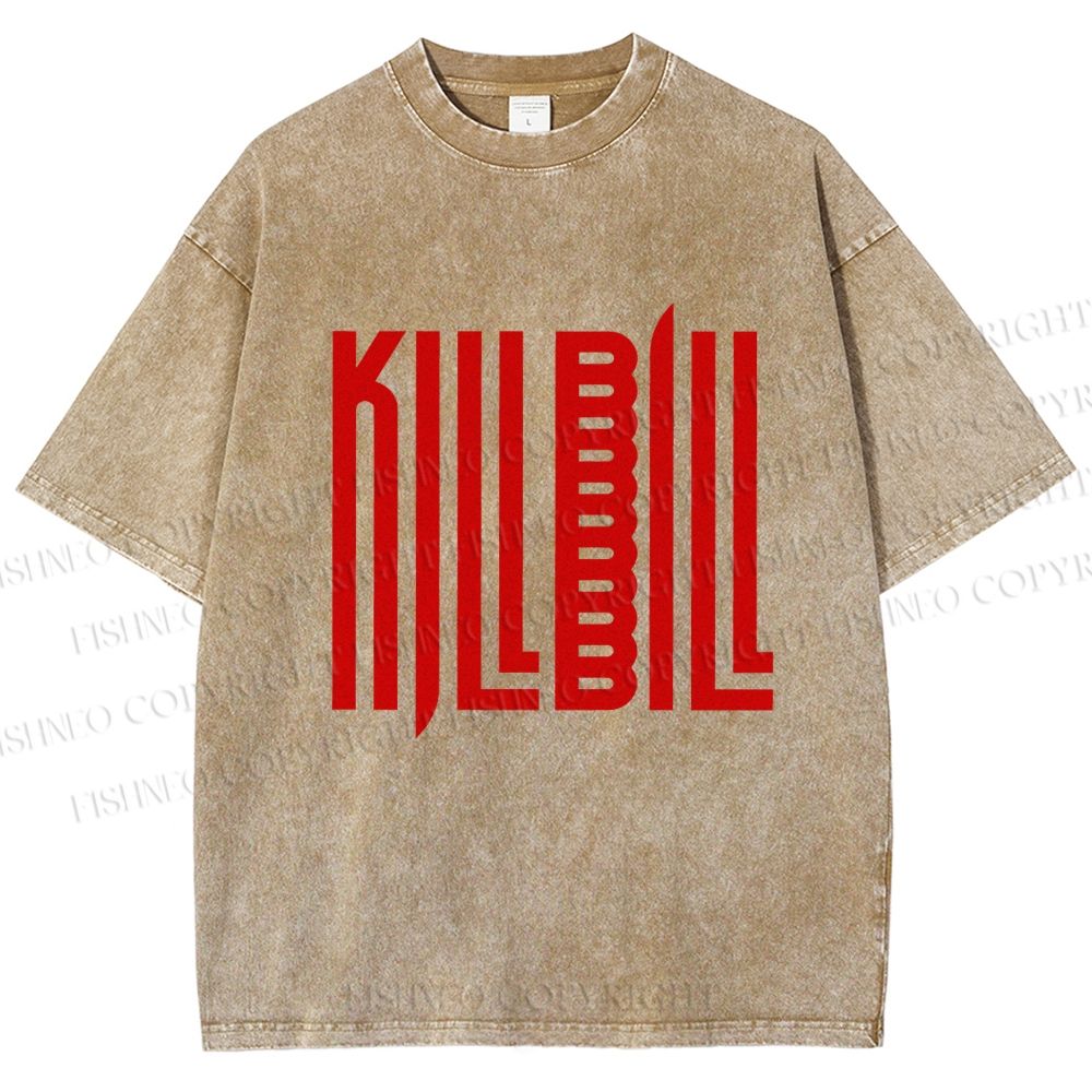 Unisex Kill Bill Printed Washed Tee