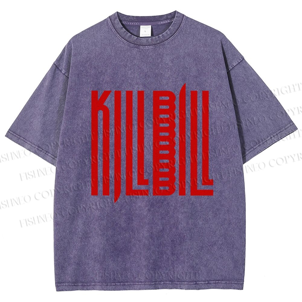 Unisex Kill Bill Printed Washed Tee