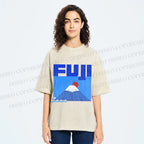 Unisex Mount Fuji Printed Washed Tee