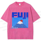 Unisex Mount Fuji Printed Washed Tee