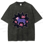 Unisex Purple Sheep Printed Washed Tee
