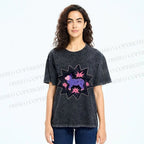 Unisex Purple Sheep Printed Washed Tee
