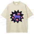 Unisex Purple Sheep Printed Washed Tee