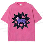 Unisex Purple Sheep Printed Washed Tee