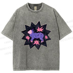 Unisex Purple Sheep Printed Washed Tee