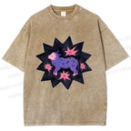 Unisex Purple Sheep Printed Washed Tee