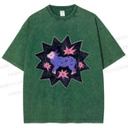Unisex Purple Sheep Printed Washed Tee