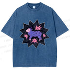 Unisex Purple Sheep Printed Washed Tee