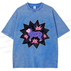 Unisex Purple Sheep Printed Washed Tee