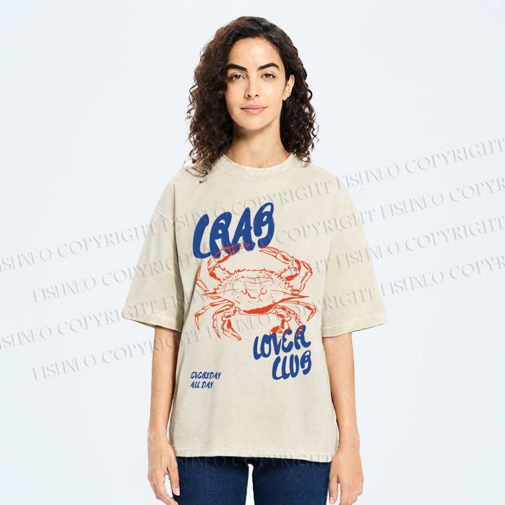Unisex Crab Lover Club Printed Washed Tee