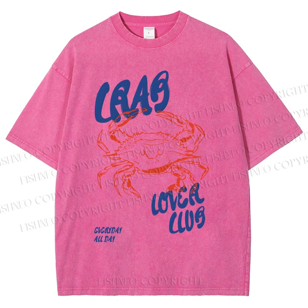 Unisex Crab Lover Club Printed Washed Tee