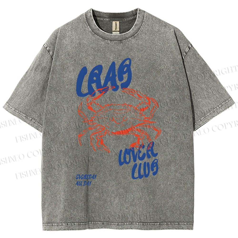Unisex Crab Lover Club Printed Washed Tee