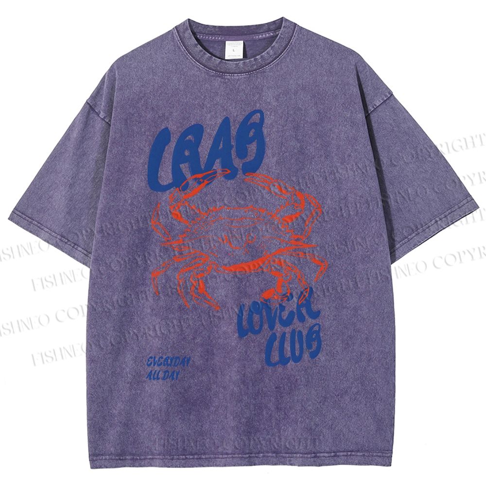 Unisex Crab Lover Club Printed Washed Tee