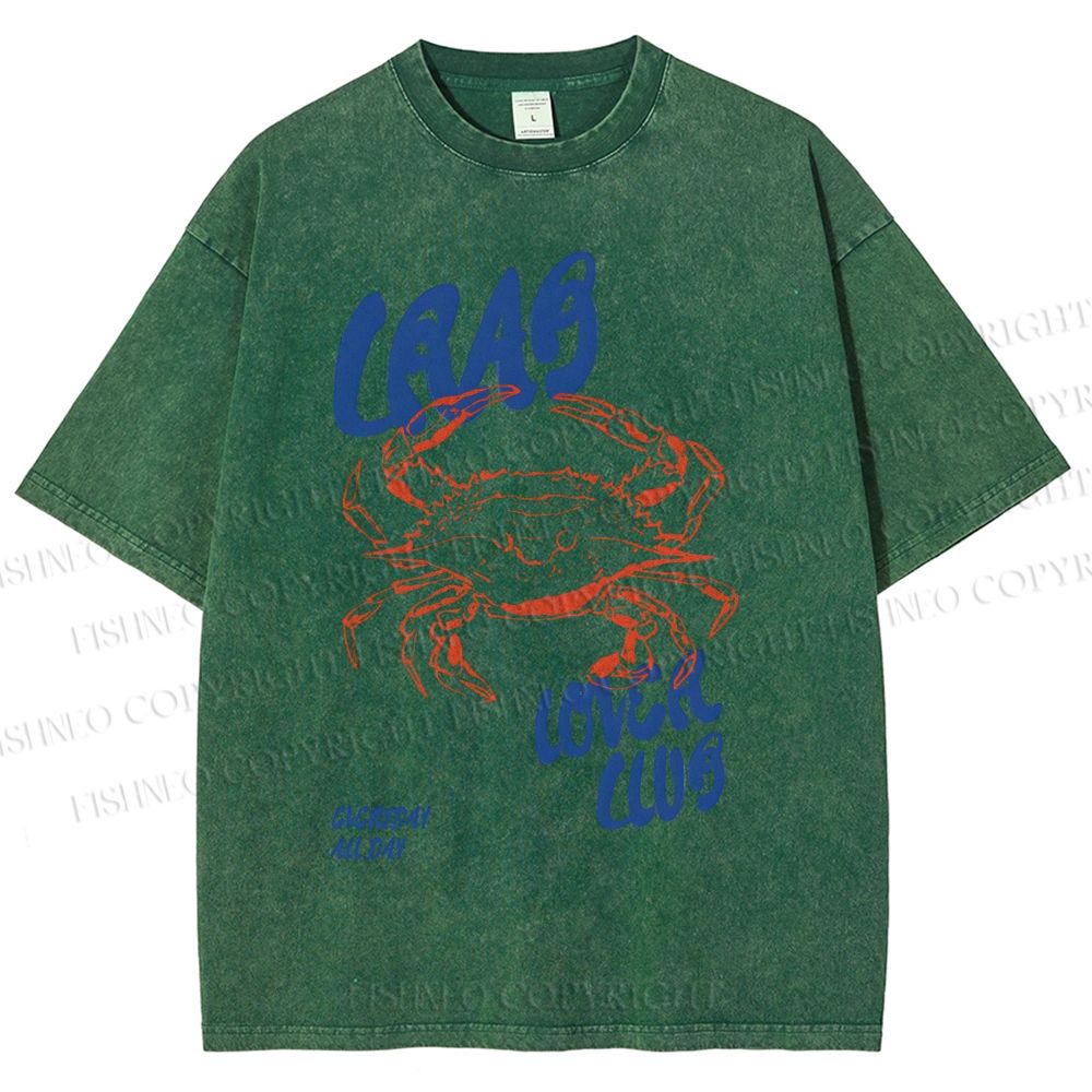 Unisex Crab Lover Club Printed Washed Tee