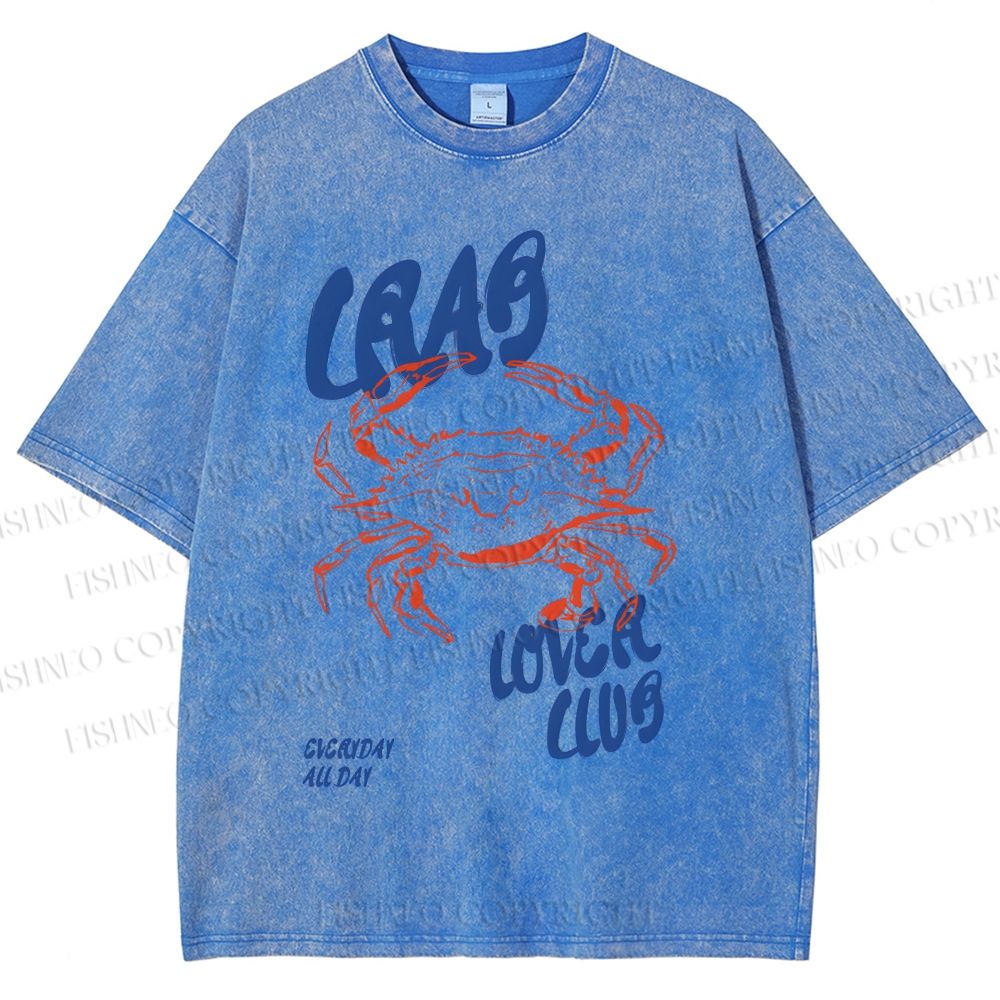 Unisex Crab Lover Club Printed Washed Tee