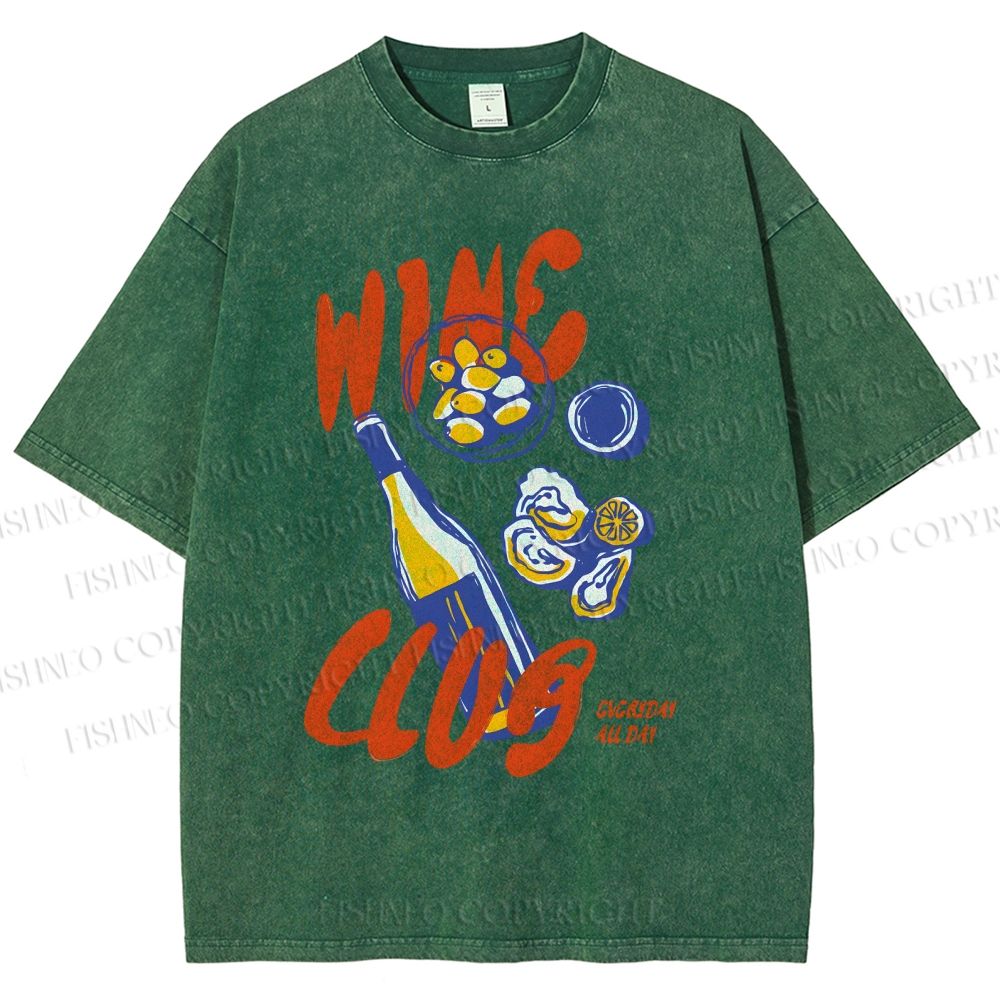 Unisex Wine Club Printed Washed Tee