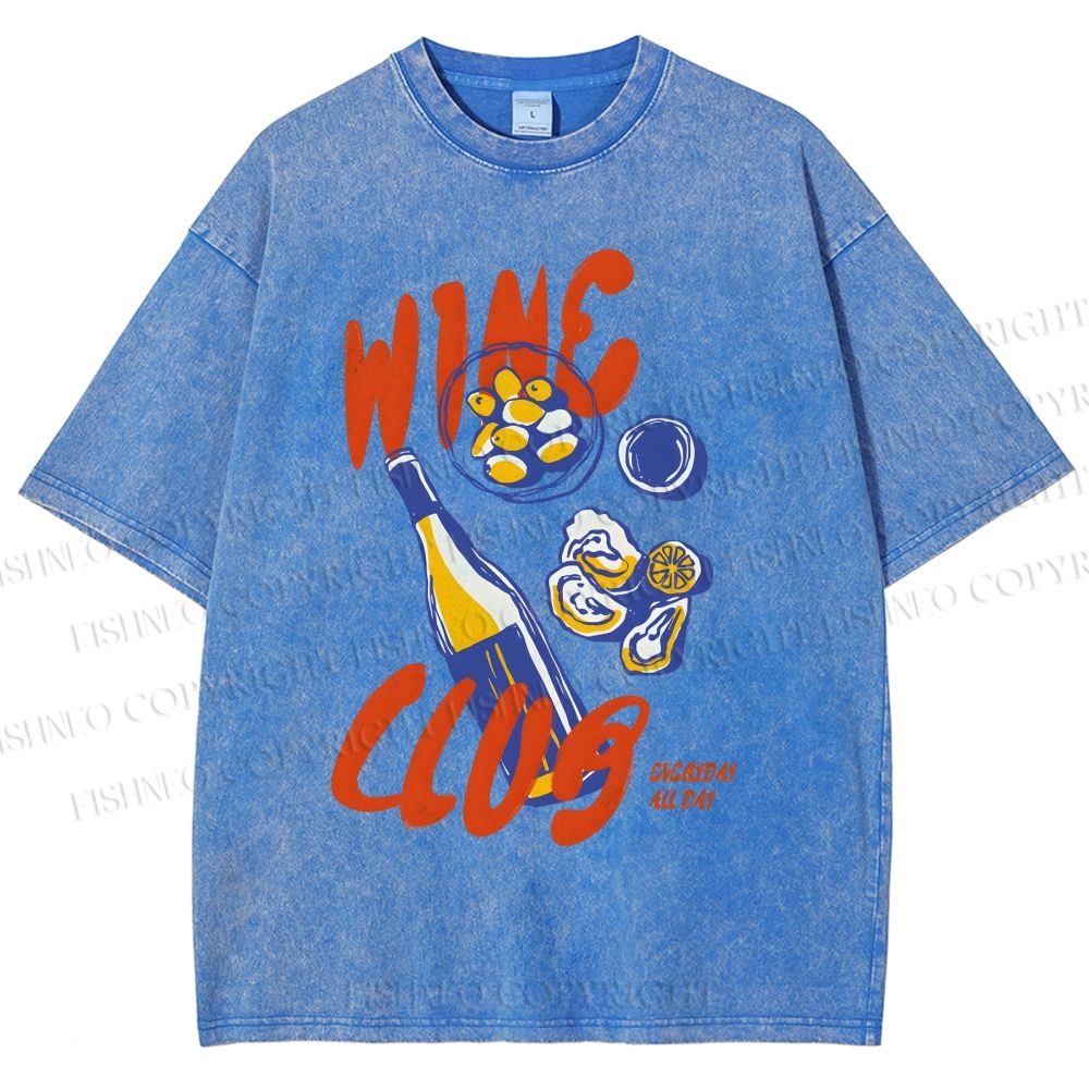 Unisex Wine Club Printed Washed Tee
