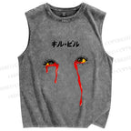 Unisex Kill Bill Eyes Japanese Printed Washed Tank Top