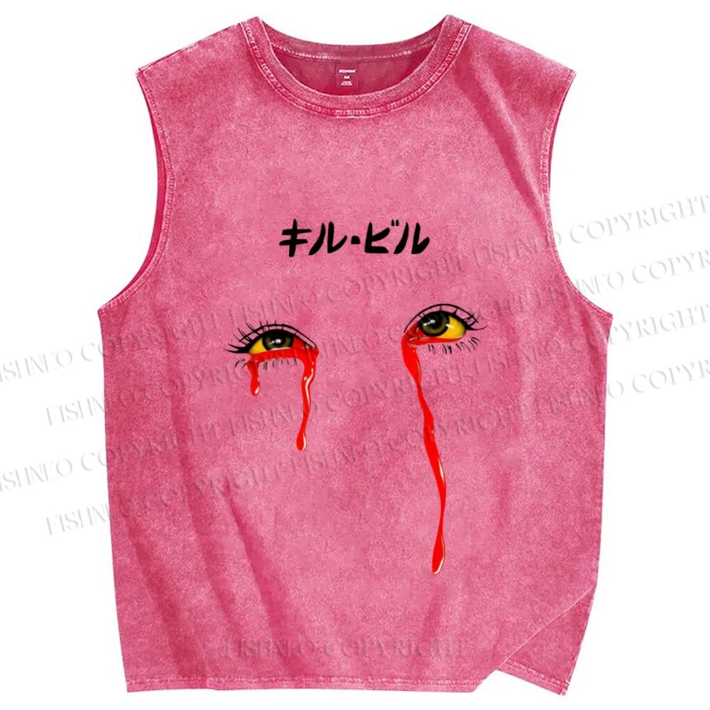 Unisex Kill Bill Eyes Japanese Printed Washed Tank Top