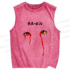 Unisex Kill Bill Eyes Japanese Printed Washed Tank Top
