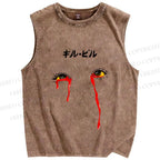 Unisex Kill Bill Eyes Japanese Printed Washed Tank Top
