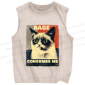 Unisex Grumpy Cat) Printed Washed Tank Top