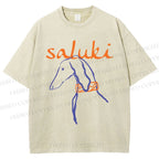 Unisex Saluki Printed Washed Tee