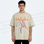Unisex Saluki Printed Washed Tee