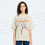 Unisex Saluki Printed Washed Tee